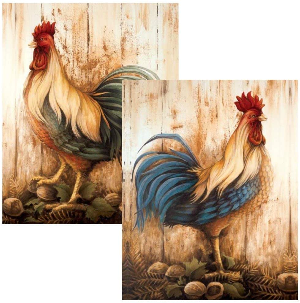 Vintage Rooster Art Prints, Farmhouse Country Wall Decor, Fall