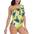 thumbnail image 3 of Goofa Lilies Flowers Pattern Women's One Piece Swimsuits Tummy Control Bathing Suits Asymmetric One Shoulder Swimwear-XX-Large, 3 of 6