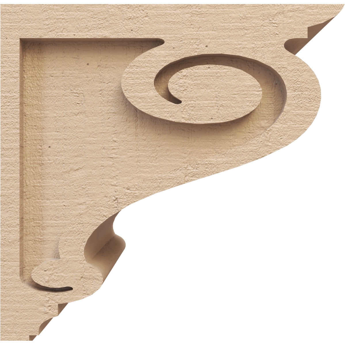 9"W x 9"D x 9"H Wide Scroll Rough Cedar Woodgrain TimberThane Corbel, Primed Tan