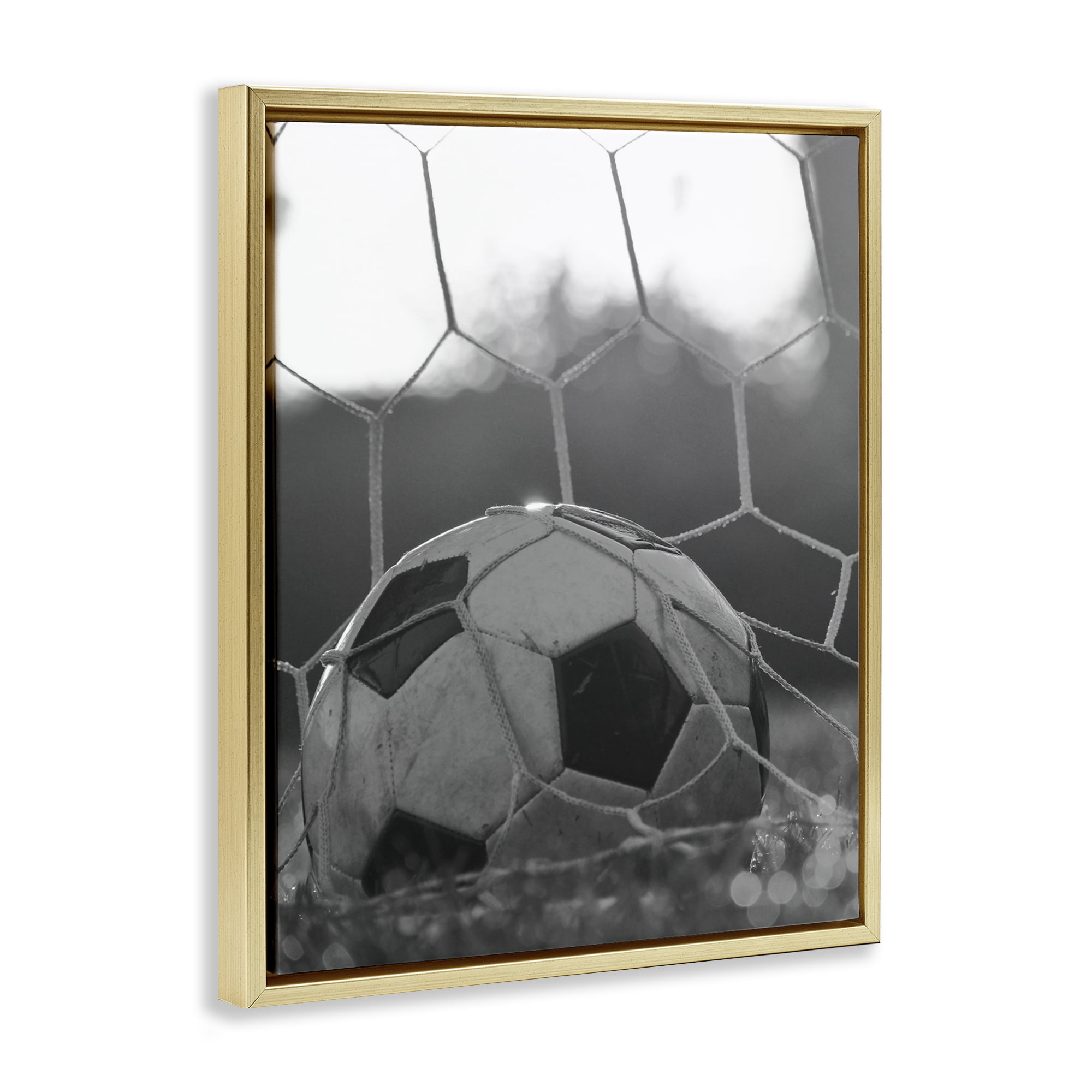 Stupell Industries Soccer Goal Score Gold Framed Floater Canvas Wall Art, design by Marcus Prime