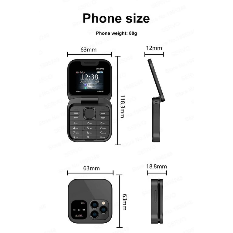 Broisae i16pro Mini Flip 2G GMS Mobile Phone 1.77 '' Screen 2 SIM Camera  Flashlight Blacklist Speed Dial Magic Voice FM Radio Foldable Cellphone 