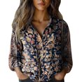 thumbnail image 1 of Womens Button V Neck Long Sleeve Shirts Oversized Blouses Tops Cotton Classic Collared Casual Lightweight Blouses, 1 of 2