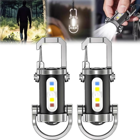 Vbbert Keychain Flashlight, Portable Rechargeable Bright Keychain Flashlight, Waterproof, with 7 Light Modes, for Running,Walking,Camping