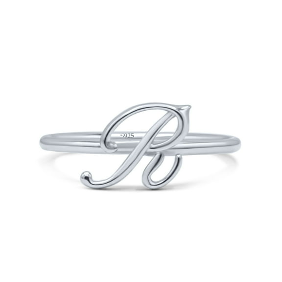 Initial R Alphabet Letter Name Monogram Stackable Ring Band 925 Sterling Silver Size 4