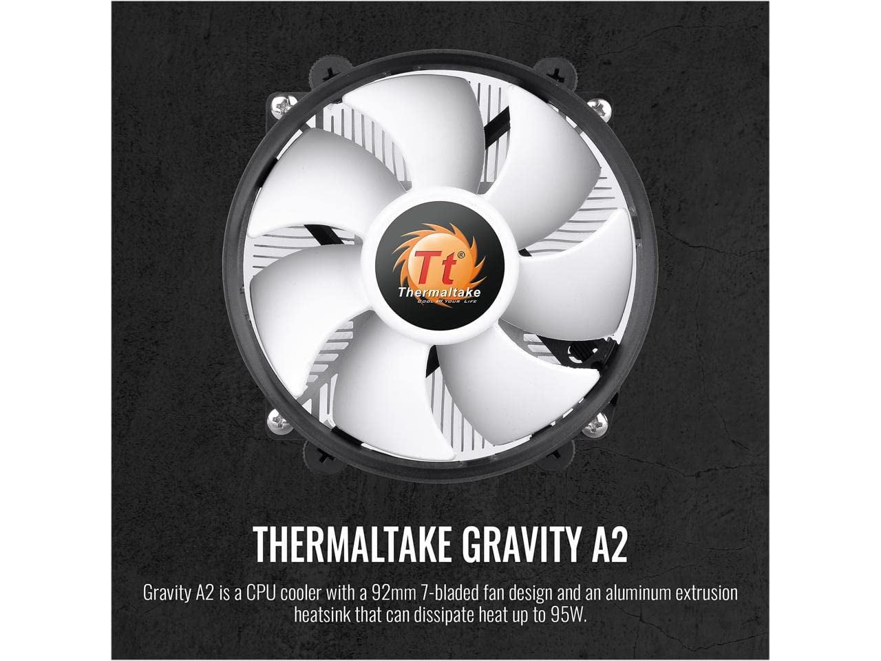 95W Gravity A2 CPU Cooler For Desktop, 92mm 4-Pins PWM 1200~3500rpm Aluminum Extrusion CPU Cooling Fan for AMD AM5 AM4 CL-P078-AL09WT-A