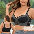 thumbnail image 6 of Bigersell Womens Plus Size Wireless Bras - Front Closure Bras for Old Women No Underwire - Seniors Comfort V-Neck Snap Front Push up Padded Bras Full-Figure Style D-B-1 Black 50, 6 of 9