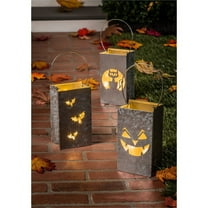 Diecut Galvanized Metal Lantern, 3 Asst, Bat/Cat/Jack-O-Lantern