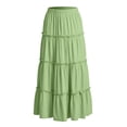 thumbnail image 4 of Girls Green Tiered Maxi Skirt Ruffle Skirt with Elastic Waist Boho Summer Wedding Guest Casual Ankle Length,Size 14-15T, 4 of 8