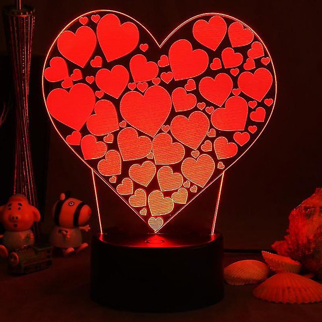 Valentine's Day Love Rose Flower Department 3d Small Night Lamp Creative Acrylic Led Visual Atmosphere Small Table Lamp