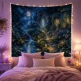thumbnail image 2 of Moonlit Forest Path Beneath a Full Moon, Mystical Fantasy for Nature Lovers, Enchanted Forest Decor, Housewarming Gift, Tapestry Wall Hanging for Bedroom and Living Room, 2 of 7