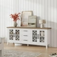 thumbnail image 3 of EcoSummer Farmhouse TV Stand for 70 Inch TV, Entertainment Center with Glass Doors & 3 Drawers, Retro Style, 3 of 8