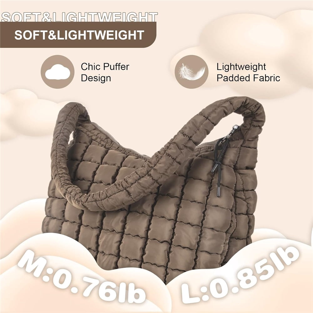Luxury Soft Quilted Puffer Tote Bag Purse Puffy Crossbody Shoulder Bag for Women,Lightweight Nylon Hobo Bag Puffer Carryall Bag for Women Girl