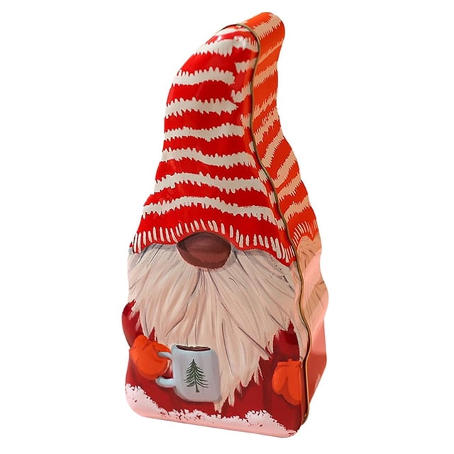 Christmas Santa Metal Cookie Jar With Lid Christmas Greeting Card Candy Storage Container Can Small Ornament Clues Ornament Bulk Ornament Glass Christmas Decorations Ornament Set with Topper