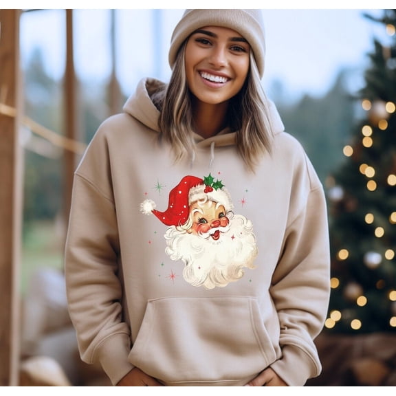 Red Santa Christmas Hoodie Christmas Matching Family Sweaters Holiday Party Cute Christmas Hoodie Holiday Christmas Hooded Sweater natural