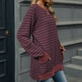 thumbnail image 6 of AherBiu Long Sleeve Tops for Women Striped Crewneck Fall Casual Loose Pullover T Shirts with Pockets, 6 of 7