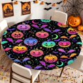 thumbnail image 3 of MKHSQHDG Sales Today Clearance Round Tablecloth with Elastic Edging Halloween Pumpkin Skeleton Bat Pattern Reusable for Indoor and Outdoor Parties, 3 of 3