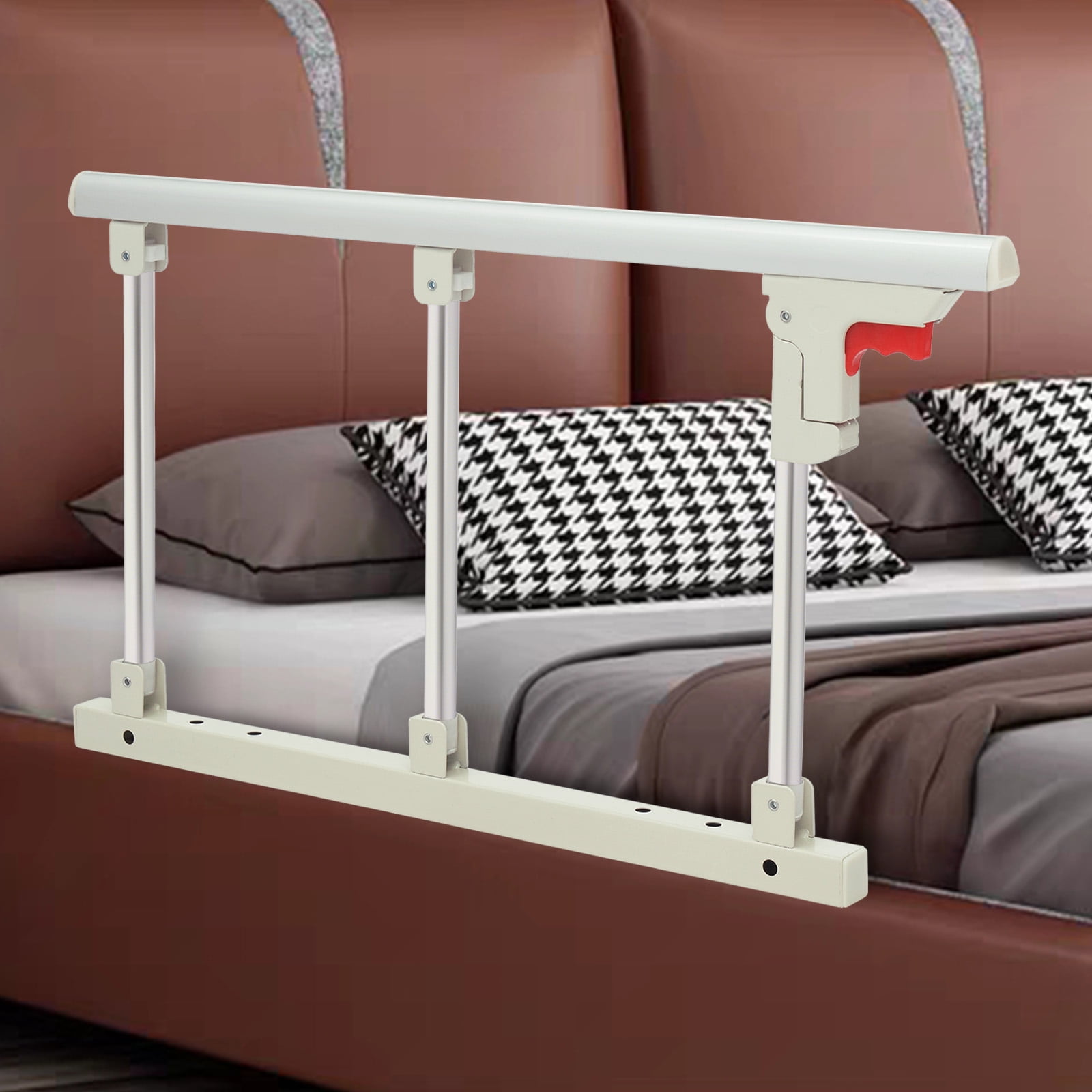 Silvery White Bed Safety Railing - Heavy-Duty Bedside Guard for Enhanced Safety & Peace of Mind