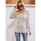 thumbnail image 4 of Blusas de Otoño para Mujer, Cuello Cuadrado Suave, Larga Tipo Farol, Botones Decorativos, Abertura Lateral, Suéter, Túnica, Camisa Gris M, 4 of 9