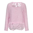 thumbnail image 4 of Mikilon Women's Casual Square Neckline Blouses Solid Color Long Sleeve Lace Shirts, 4 of 6
