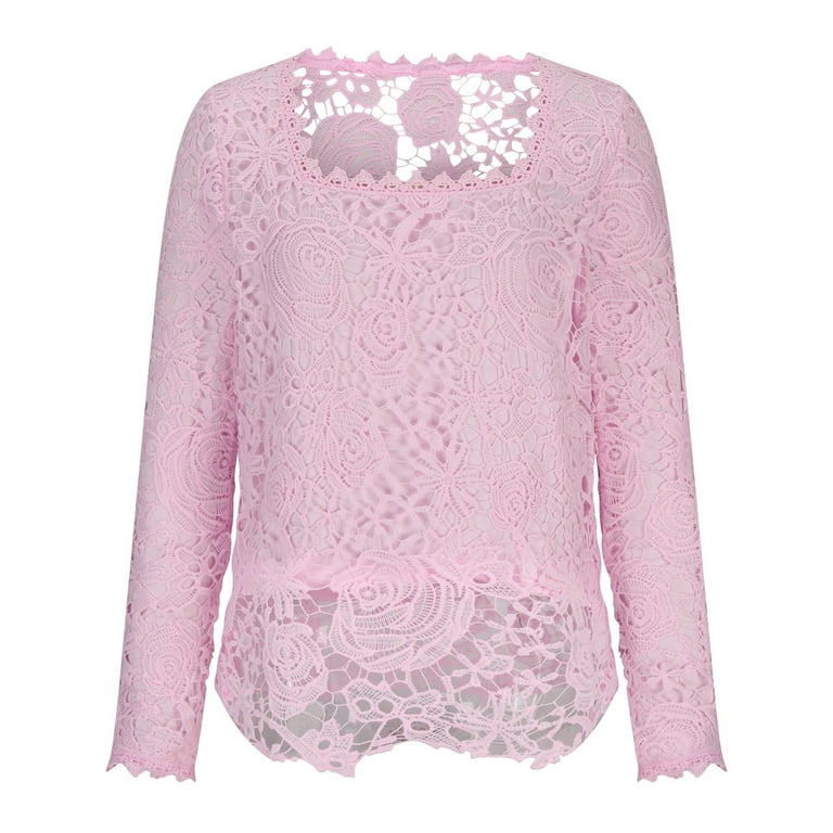 tklpehg Dressy Tops for Women Lace Slim Blouse Square Neck