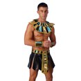 thumbnail image 5 of Disfraz de rey egipcio de Halloween de piel sintética para hombre, disfraz de Cosplay, falda con cintura con cremallera, cinturón y pulseras para el cuello, 5 of 5