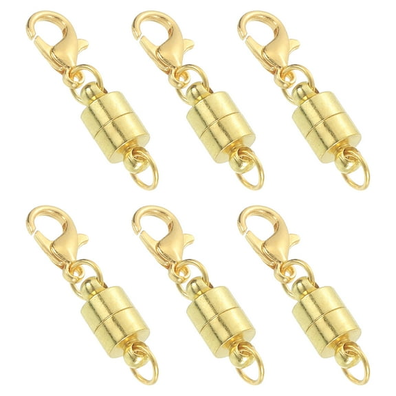 Uxcell 6 Pack Magnetic Necklace Clasps and Closures, 1" x 0.2" Lobster Clasp Jewelry Clasps Converters Locking Magnetic Clasp Converter for DIY Jewelry Making, Gold