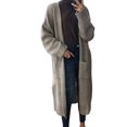 thumbnail image 5 of abrigo cárdigan Irfora Abrigo de punto largo de gran tamaño para mujer Abrigo abierto Frente Mangas largas Corte lateral Lado Punto Outwear Irfora abrigo cárdigan, 5 of 5