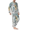 thumbnail image 3 of Bingfone Men'S Pajama Set 2 Piece Loungewear Pjs, Long Sleeve With Pajama Pants-The World Map With Cartoon Animals, 3 of 9