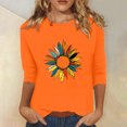 thumbnail image 1 of Wanfds Orange Ladies Tops Short Sleeve Round Neck Three-Quarter Sleeve Top L, 1 of 3