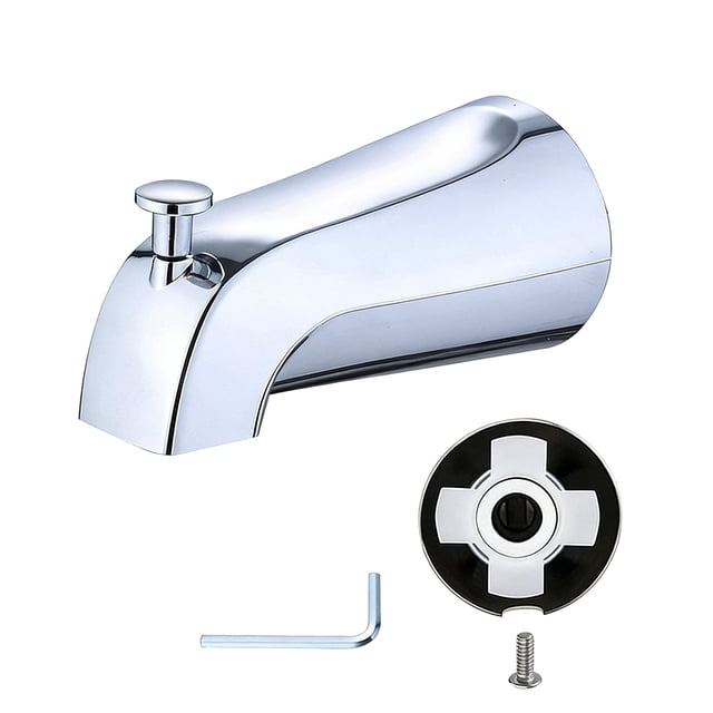 ZheElen Universal Bathtub Faucet Tub Spout Upgrade With Metal Structure For Standard Water Pipes Installation Featuring Smooth silver