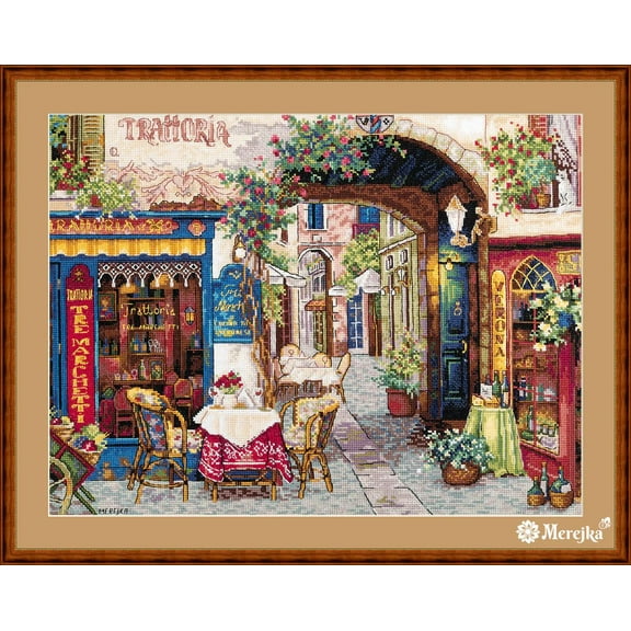 Cafe in Verona K-161 Merejka Counted Cross-Stitch Kit