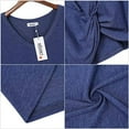 thumbnail image 4 of Women's Twist Knot T Shirt Dress Casual V Neck Cold Shoulder Knee Length Tunic Dresses, 4 of 6