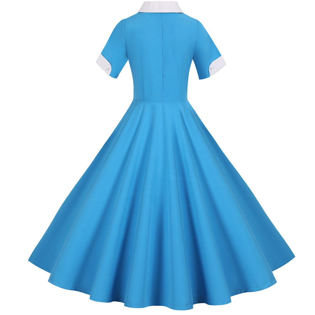 Follure Summer Dresses Women's 1950S Retro Dress Short Sleeve Vintage Swing  Dress 