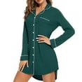 thumbnail image 1 of Nouvelle Sortie, Chemise de Nuit Col en V Couleur Unie, Poche Boucle, Manches Longues, Fourche Fendue, Vêtements de Nuit à la Maison, Coton Confortable, Chemise de Nuit pour Femmes, Agrafe de Garde-Robe Intemporel, Sopatenor, 1 of 7