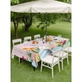 thumbnail image 3 of Outdoor Tablecloth with Umbrella Hole and Zipper, Easter Bunny Rectangle Table Cloth 60x84 Inch Waterproof Tablecloth, Spring Watercolor Eggs Flower Wood Grain Pink Picnic Table Cover for Patio, 3 of 7