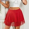 thumbnail image 5 of Women's Lace Trim Mini Skirt Low Rise Pleated Half Slip Skirt Layered Flowy Skirts Underskirt, 5 of 6