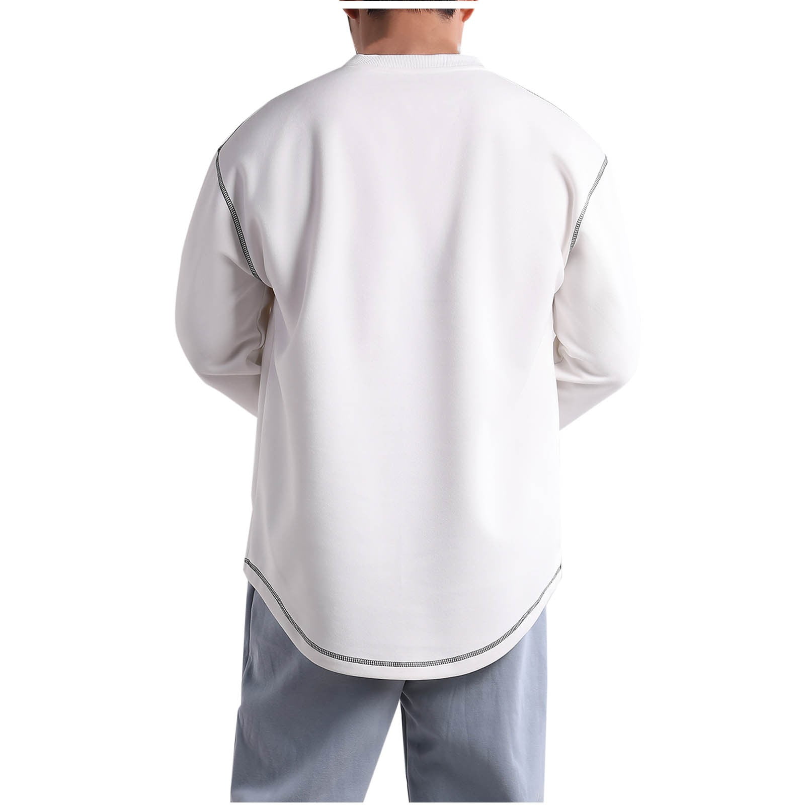 Pisexur Men's Sweatshirts Solid Color Pullover Sweatshirt Long