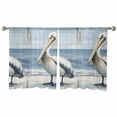 thumbnail image 3 of Coastal Pelican Sheer Curtains 54 Inches Length 2 Panels Set, Window Sheer Curtains for Living Room/Bedroom, Modernism Art Oil Painting Birds Light Filtering Rod Pocket Curtain 52'' x 54'' x 2, 3 of 7