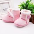 thumbnail image 5 of Baby Girls Boots, Newborn Winter Snow Bowknot Soft Sole Shoes, Plush Warm Infant Toddler Prewalker Booties, Pink, 5 of 5