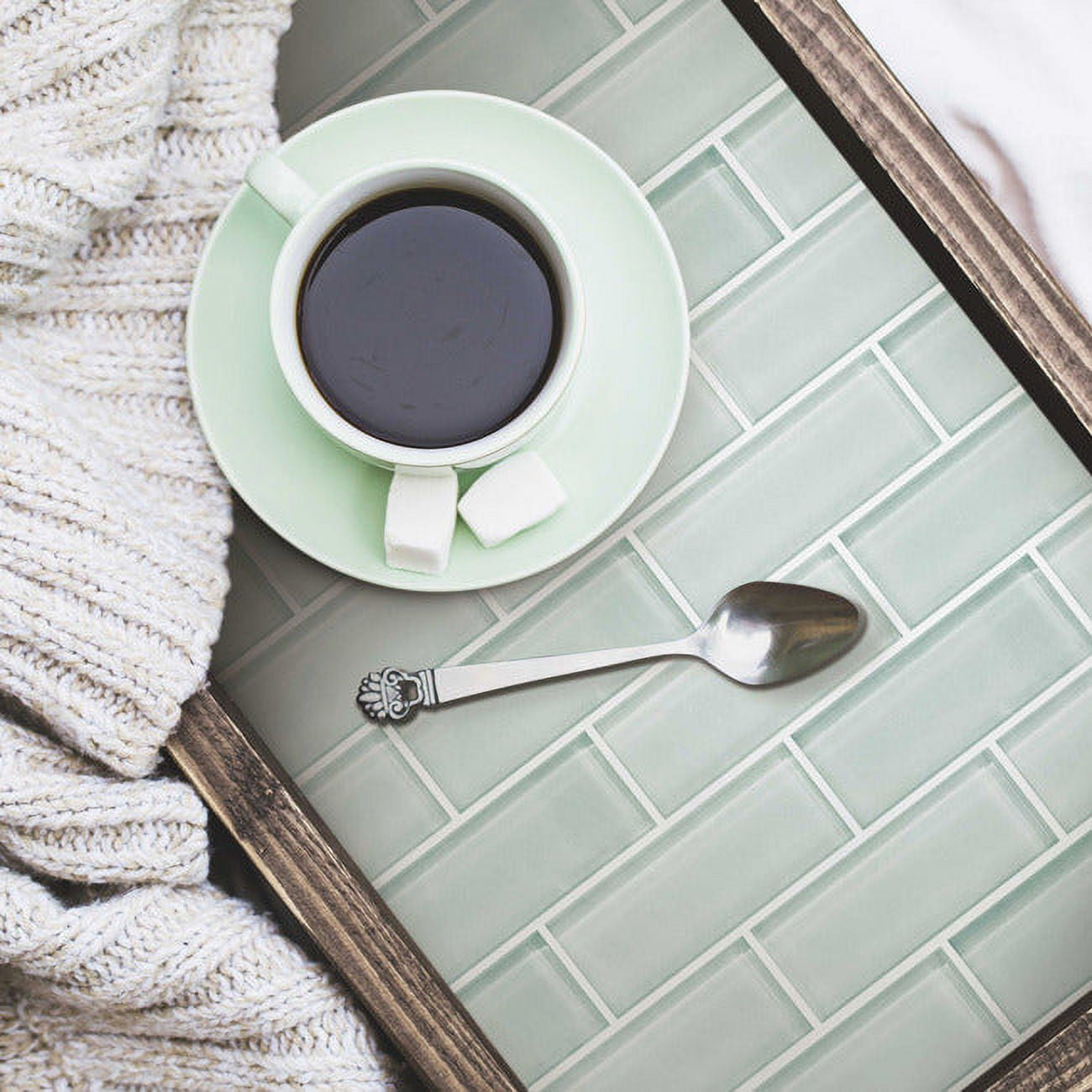 (2 pack) RoomMates StickTILES Aqua Seaglass Subway Peel and Stick Backsplash Tile, 10.5 inches X 10.5 inches