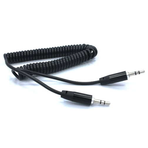 Black Premium Coiled Aux Cable Car Stereo Wire Audio Speaker Cord 3.5mm Auxin Adapter Auxiliary