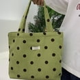 thumbnail image 7 of Hfppkn Polka Dot Corduroy Lunch Handbag Reusable Small Tote Bag for Work Picnic 17x13x21cm Green, 7 of 7