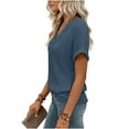 thumbnail image 6 of Riecok T Shirts for Women V Neck Short Sleeve Tops Lightweight Breathable Blouses Solid Trendy Summer Tees, 6 of 8