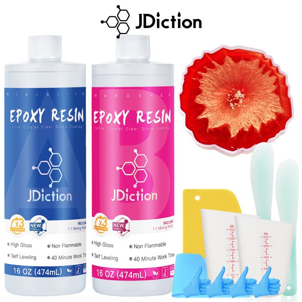 JDiction Epoxy Resin 32oz Ultra Crystal Clear 3X AntiYellowing Resin