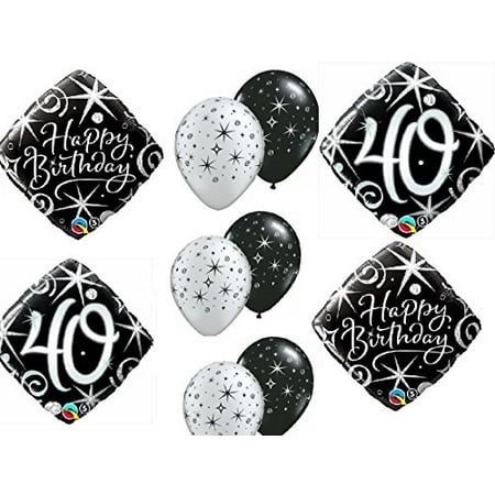 10pc Balloon Set 40th Birthday Over The Hill Birthday Party Black