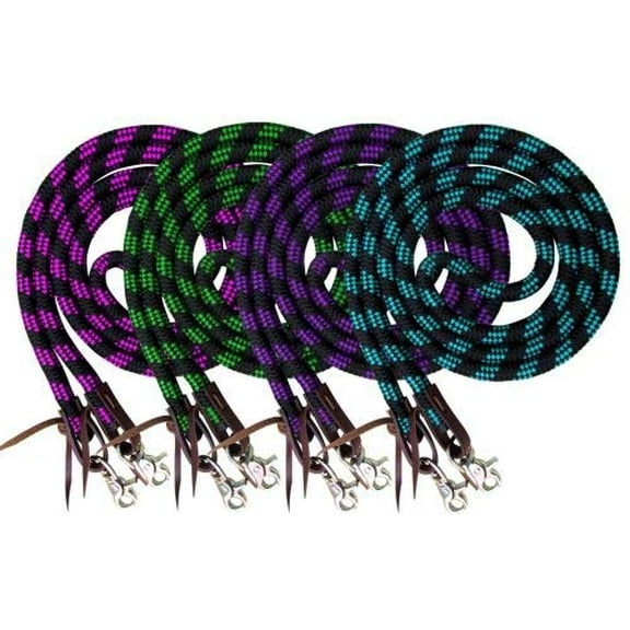 Showman 8' Braided Nylon Barrel Reins w/ Scissor Snap Ends (Green)
