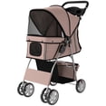thumbnail image 1 of CoSoTower Poussette pour Animaux de Compagnie pour Chiens et Chats, Poussette pour Chien Pliable avec Roues, Bandes Réfléchissantes, Frein, Coussinet et Panier, Café, 1 of 7