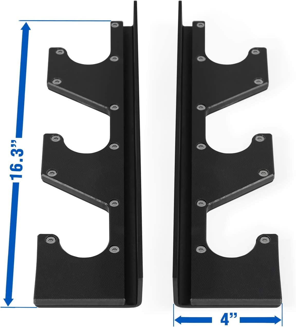 Yes4All Horizontal Wall Mounted Barbell Rack - 3 Bar Vertical Barbell Storage Rack - Weight Bar Holder (1 Pair)