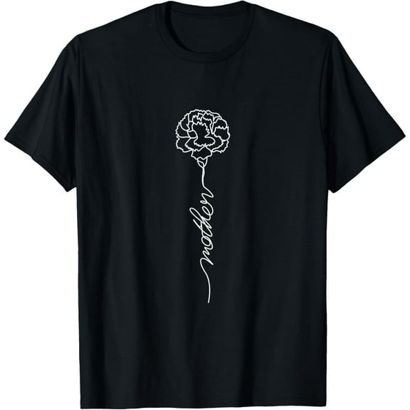 Mother's Carnation Graphic Tee T-Shirt men and women can wear, black, white, gifts