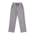 thumbnail image 3 of Men's Casual Pants Drawstring Elastic Waist Chino Pants Straight Leg Slacks Cotton Twill Trousers with Pockets,twill chino pants Light Gray M, 3 of 7